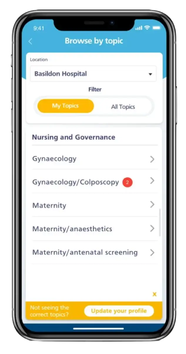 screenshot of MyStaff app